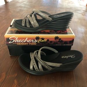 Skechers Grey/Silver Sandals with Memory Foam